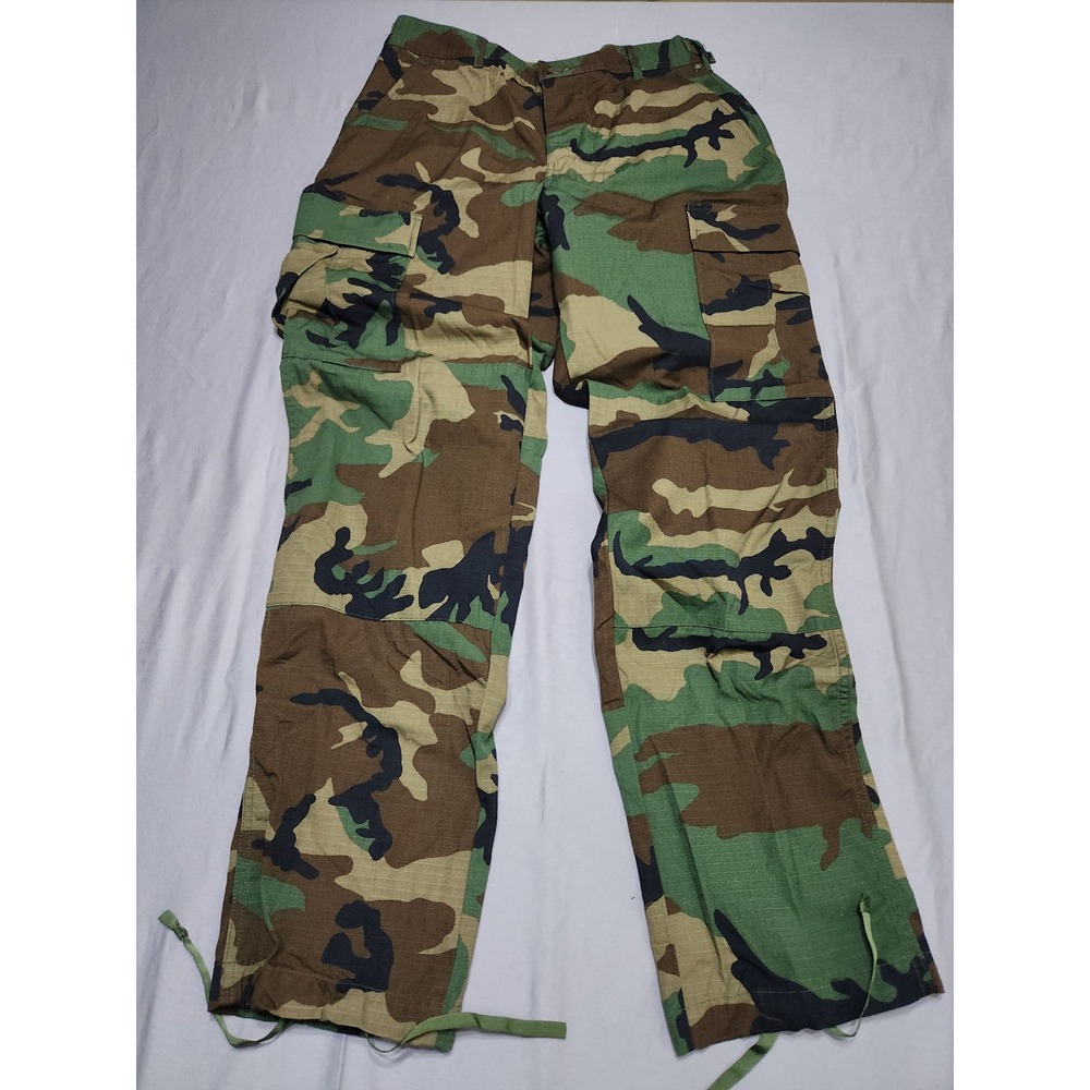Mens Woodland Camo Cargo Pants Ripstop Military Tactical Trousers Green Brown